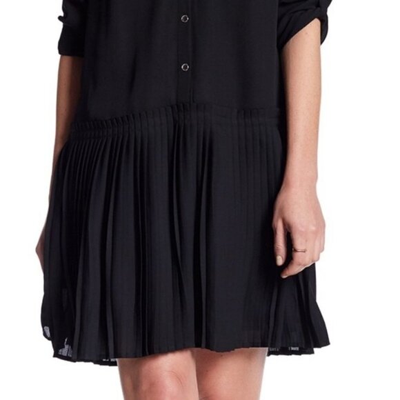 DR2 Daniel Rainn Pleated Shirt Dress Black NWOT - Picture 4 of 13